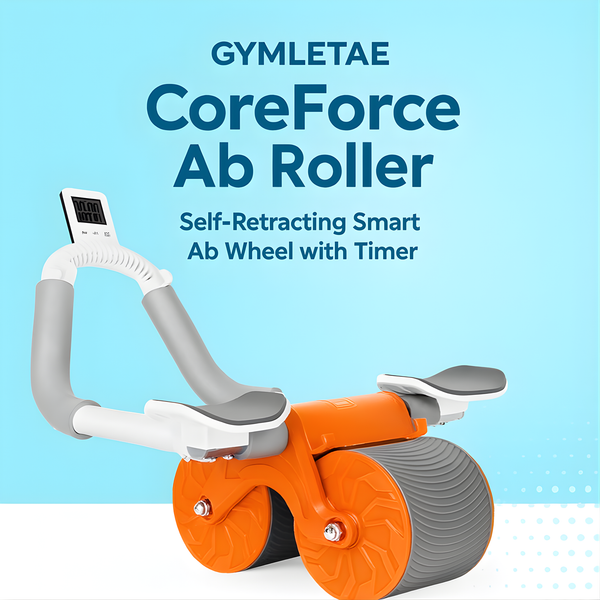 Gymletae CoreForce Ab Roller — Self-Retracting Ab Wheel with Smart Timer