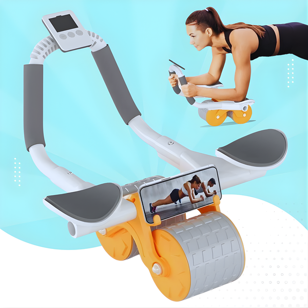 Gymletae CoreForce Ab Roller — Self-Retracting Ab Wheel with Smart Timer