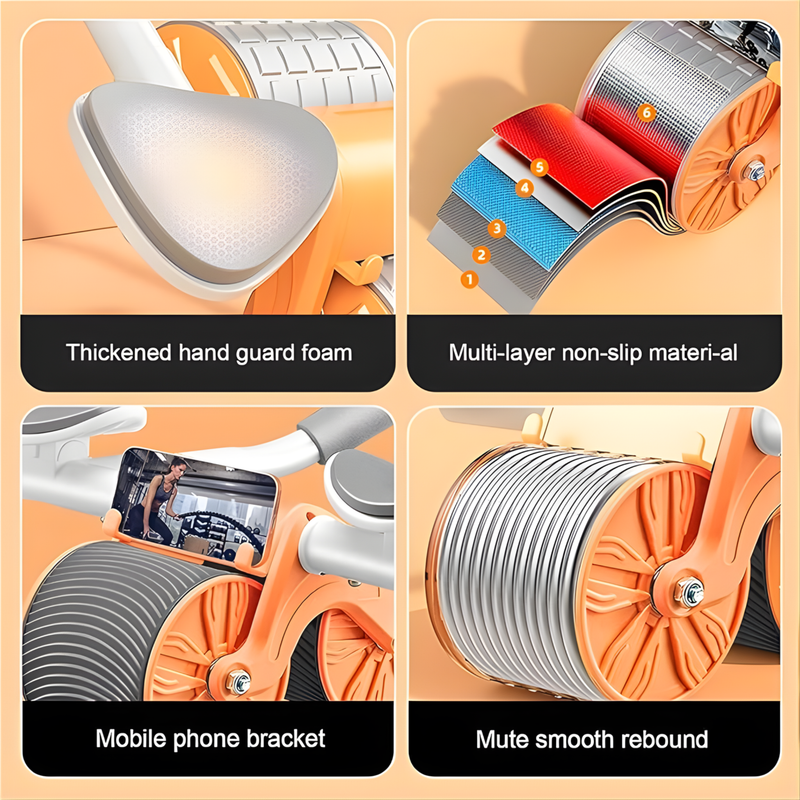 Gymletae CoreForce Ab Roller — Self-Retracting Ab Wheel with Smart Timer